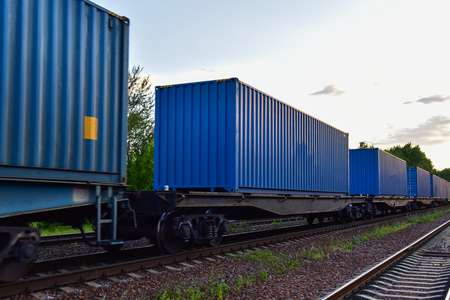 containers on a railroad track